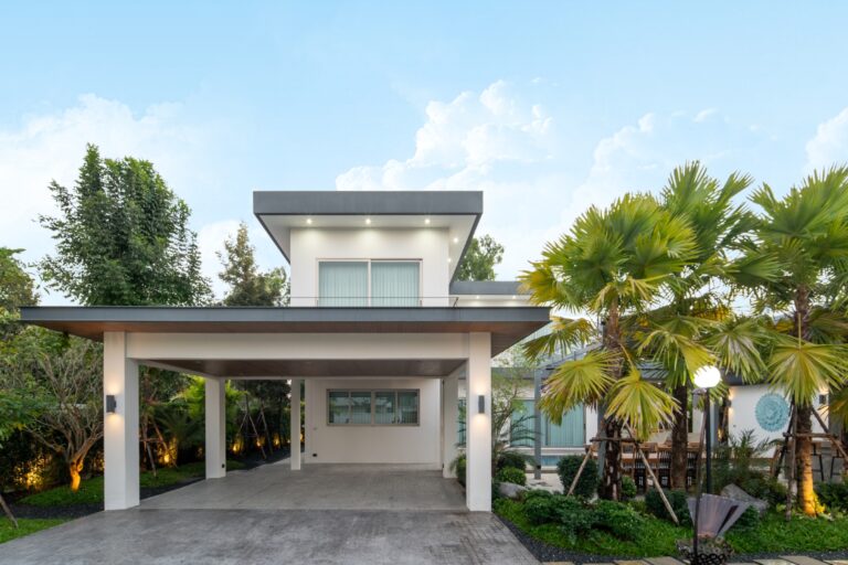 In front of house